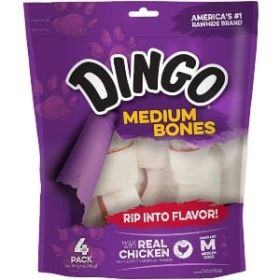 Dingo Meat in the Middle Rawhide Chew Bones - Medium - 6" (4 Pack)