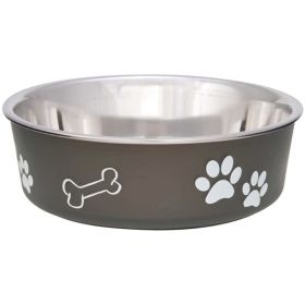 Loving Pets Stainless Steel & Espresso Dish with Rubber Base - Medium