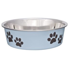 Loving Pets Stainless Steel & Light Blue Dish with Rubber Base - Small - 5.5"