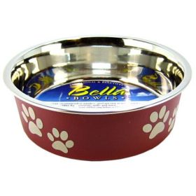 Loving Pets Stainless Steel & Merlot Dish with Rubber Base - Small