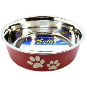 Loving Pets Stainless Steel & Merlot Dish with Rubber Base - Medium