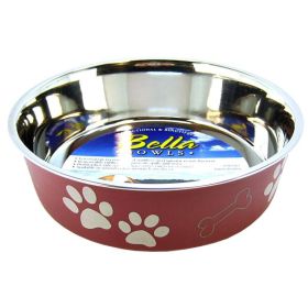 Loving Pets Stainless Steel & Merlot Dish with Rubber Base - Large