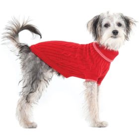 Fashion Pet Cable Knit Dog Sweater - Red - XX-Small