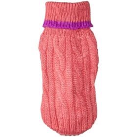 Fashion Pet Cable Knit Dog Sweater - Pink - XXX-Small