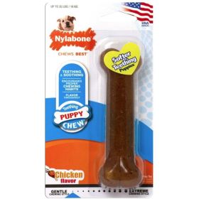 Nylabone Puppy Chew PuppyBone - Chicken Flavor - Wolf - 5.5" Bone