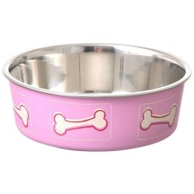 Loving Pets Stainless Steel & Coastal Pink Bella Bowl with Rubber Base - Small