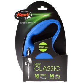 Flexi New Classic Retractable Cord Leash - Blue - Medium - 16' Lead