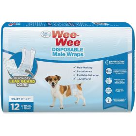 Four Paws Wee Wee Disposable Male Dog Wraps - X-Small/Small - 12 Pack