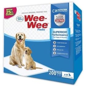 Four Paws Wee Wee Pads Original - 200 Pack - Box (22" Long x 23" Wide)