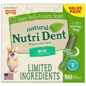 Nylabone Natural Nutri Dent Fresh Breath Dental Chews Mini - 160 Count